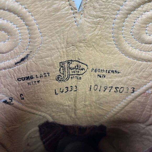 Justin L4333 Cowgirl Boots Tall Brown Pointed Toes SZ 9C Cowgirl Rodeowear Hors - Picture 10 of 16